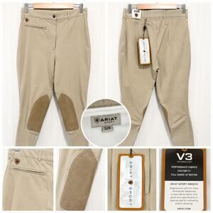 NEW Vintage Ariat Sport Breech 32R Beige Knee Patch Riding Pants V3 Equestrian